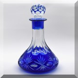 G73. Cobalt cut-to-clear decanter. 9”h - $58 